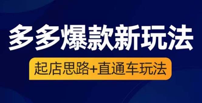 【副业项目6039期】2023拼多多爆款·新玩法：起店思路+直通车玩法（3节精华课）-春生副业网 