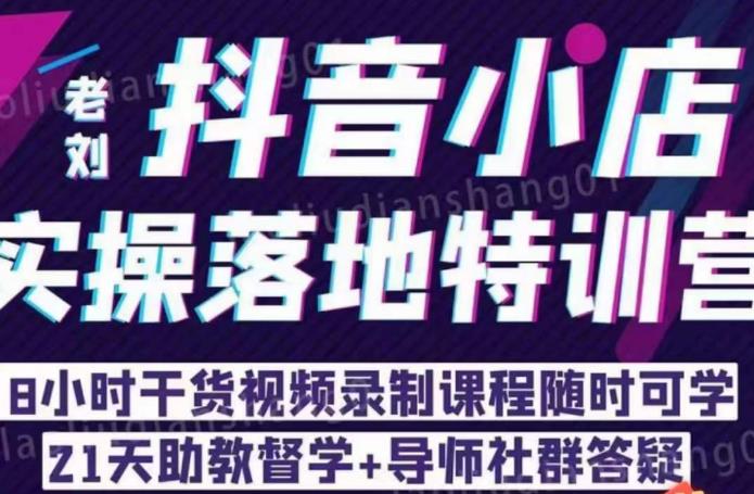 【副业项目6755期】老刘·抖店商品卡流量，​抖音小店实操落地特训营，8小时干货视频录制课程随时可学-春生副业网 