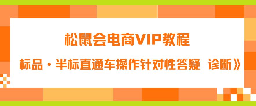 【副业项目6373期】松鼠会电商VIP教程：松鼠《付费推广标品·半标直通车操作针对性答疑&诊断》-春生副业网 