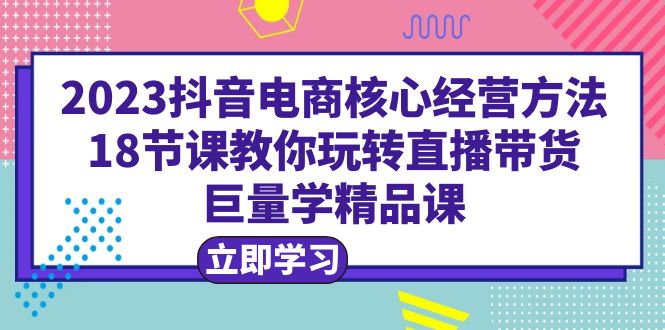 【副业项目6377期】2023抖音电商核心经营方法：18节课教你玩转直播带货，巨量学精品课-春生副业网 