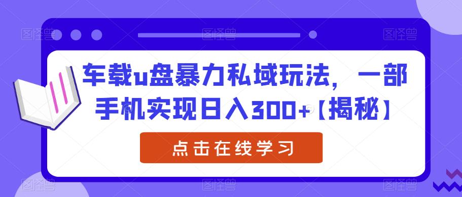 【副业项目6441期】车载u盘暴力私域玩法，一部手机实现日入300+【揭秘】-春生副业网 
