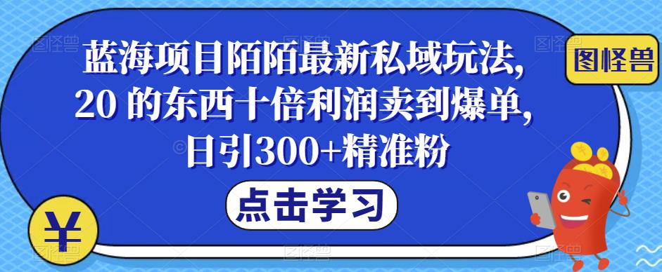 【副业项目6699期】蓝海项目陌陌最新私域玩法，20 的东西十倍利润卖到爆单，日引300+精准粉【揭秘】-春生副业网 