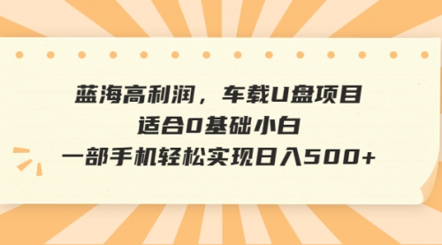【副业项目6781期】蓝海高利润，车载U盘项目，适合0基础小白，一部手机轻松实现一天500+-春生副业网 