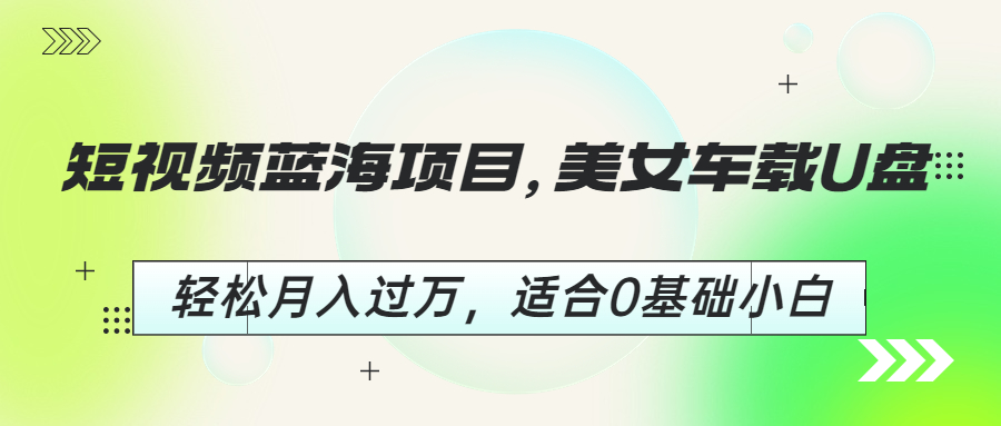 【副业项目6860期】短视频蓝海项目，美女车载U盘，轻松月入过万，适合0基础小白-春生副业网 