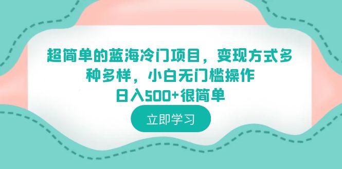 【副业项目6524期】超简单的蓝海冷门项目，变现方式多种多样，小白无门槛操作日入500+很简单-春生副业网 