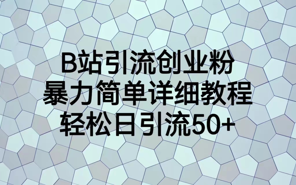 【副业项目6915期】B站引流创业粉，暴力简单详细教程，轻松日引流50+-春生副业网 
