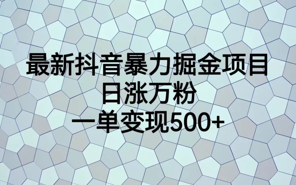 【副业项目6939期】最新抖音暴力掘金项目，日涨万粉，一单变现500+-春生副业网 