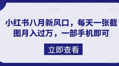 【副业项目7078期】八月新风口，小红书虚拟项目一天收入1000+-春生副业网 