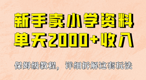 【副业项目7100期】卖小学资料，实现单天2000+，实操项目，保姆级教程+资料+工具-春生副业网 