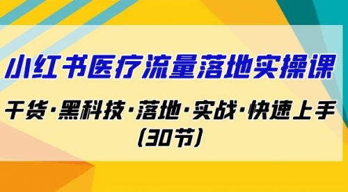 【副业项目7162期】小红书·医疗流量落地实操课，干货·黑科技·落地-春生副业网 