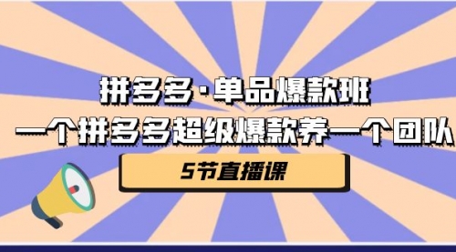 【副业项目第7171期】拼多多·单品爆款班，一个拼多多超级爆款养一个团队-春生副业网 