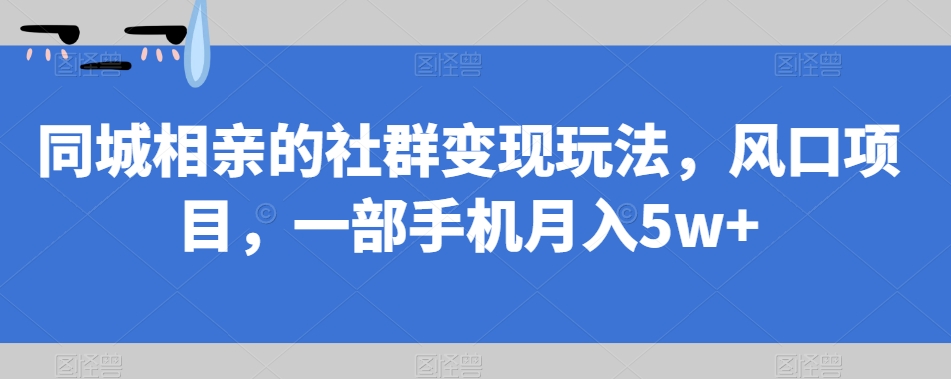 【副业项目7512期】同城相亲的社群变现玩法，风口项目，一部手机月入5w+【揭秘】-春生副业网 