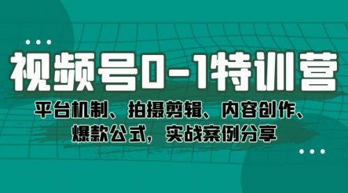 【副业项目7596期】视频号0-1特训营：平台机制、拍摄剪辑、内容创作、爆款公式，实战案例分享-春生副业网 