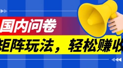 【副业项目7605期】保姆级教程，国内问卷矩阵玩法，轻松赚收益-春生副业网 