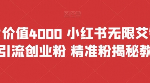 【副业项目7956期】价值4000 小红书无限艾特暴力引流创业粉 精准粉揭秘教程-春生副业网 