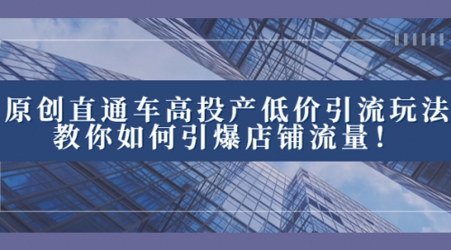 【副业项目8402期】2023直通车高投产低价引流玩法，教你如何引爆店铺流量！-春生副业网 