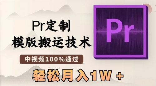 【副业8726期】最新Pr定制模版搬运技术，中视频100%通过-春生副业网 