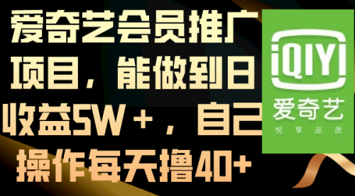 【副业8764期】爱奇艺会员推广项目，能做到日收益5W＋-春生副业网 