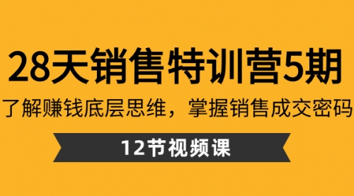 【副业8768期】28天·销售特训营5期：了解赚钱底层思维，掌握销售成交密码（12节课）-春生副业网 