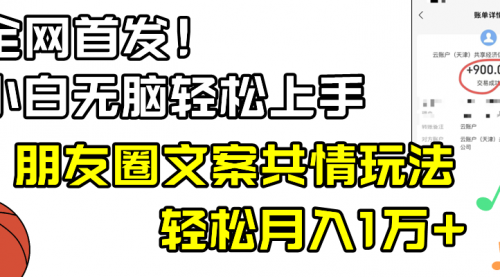 【副业8908期】小白轻松无脑上手，朋友圈共情文案玩法，月入1W+-春生副业网 