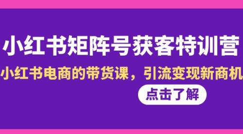 【副业8962期】小红书-矩阵号获客特训营-第10期，小红书电商的带货课，引流变现新商机-春生副业网 