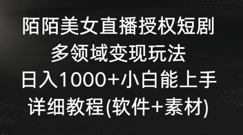 【副业8963期】陌陌美女直播授权短剧，多领域变现玩法，日入1000+-春生副业网 
