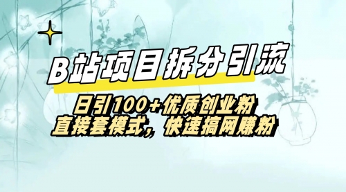【副业8967期】B站项目拆分引，快速日3100+优质创业粉-春生副业网 