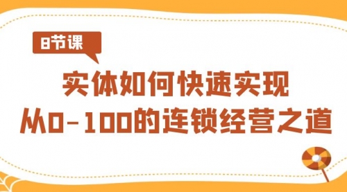 【副业8986期】实体·如何快速实现从0-100的连锁经营之道（8节视频课）-春生副业网 