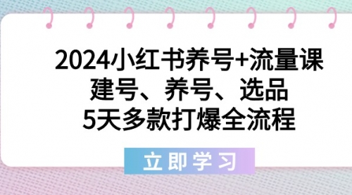 【副业8999期】2024小红书养号+流量课:建号、养号、选品,5天多款打爆全流程-春生副业网