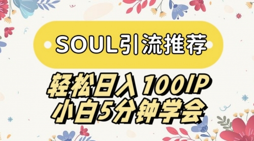 【副业9006期】SOUL引流推荐 轻松日入100IP 小白5分钟学会-春生副业网 