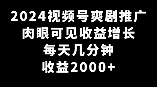 【副业9031期】2024视频号爽剧推广，肉眼可见的收益增长，每天几分钟收益2000+-春生副业网 