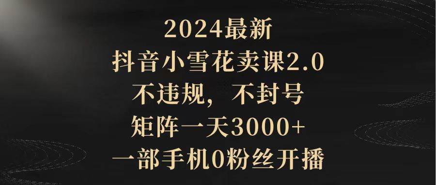 2024最新抖音小雪花卖课2.0 不违规 不封号 矩阵一天3000+一部手机0粉丝开播-春生副业网 