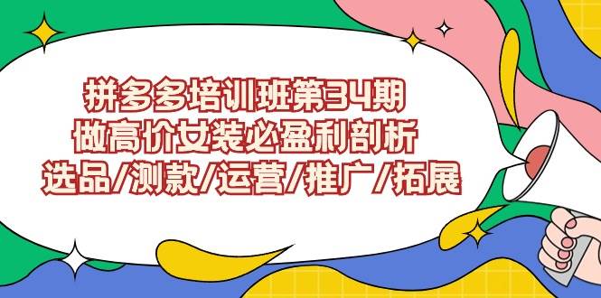 拼多多培训班第34期：做高价女装必盈利剖析  选品/测款/运营/推广/拓展-春生副业网 