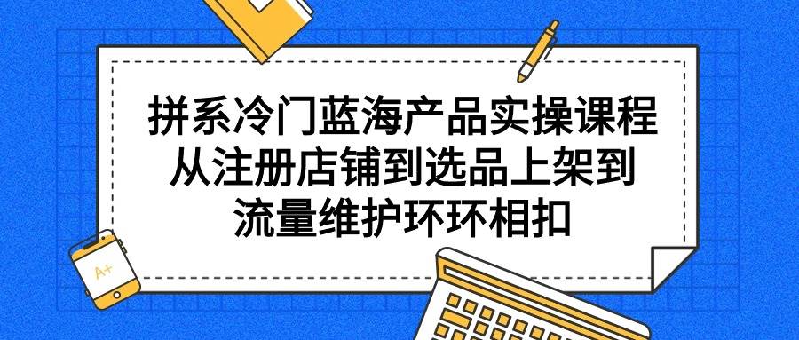 拼系冷门蓝海产品实操课程，从注册店铺到选品上架到流量维护环环相扣-春生副业网 