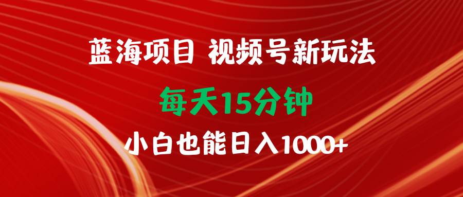蓝海项目视频号新玩法 每天15分钟 小白也能日入1000+-春生副业网 