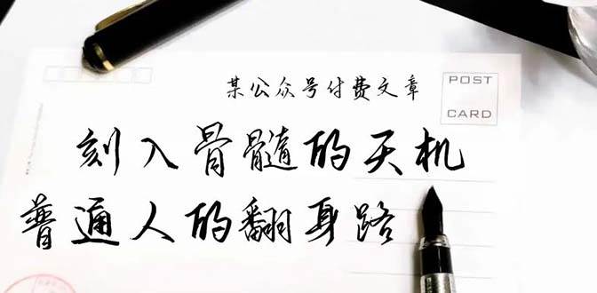 某公众号付费文章：刻入骨髓的天机，揭露“普通人的翻身路” 这件通天大事-春生副业网 