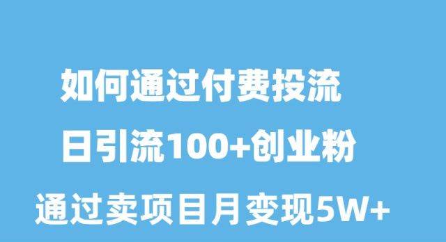 如何通过付费投流日引流100+创业粉月变现5W+-春生副业网 