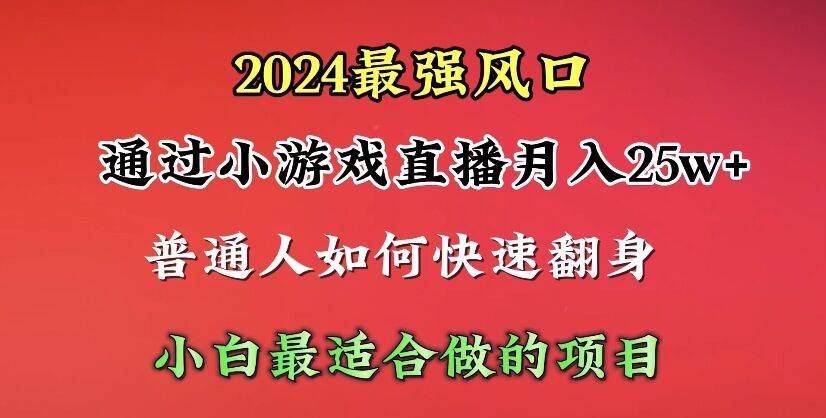 2024年最强风口，通过小游戏直播月入25w+单日收益5000+小白最适合做的项目-春生副业网 