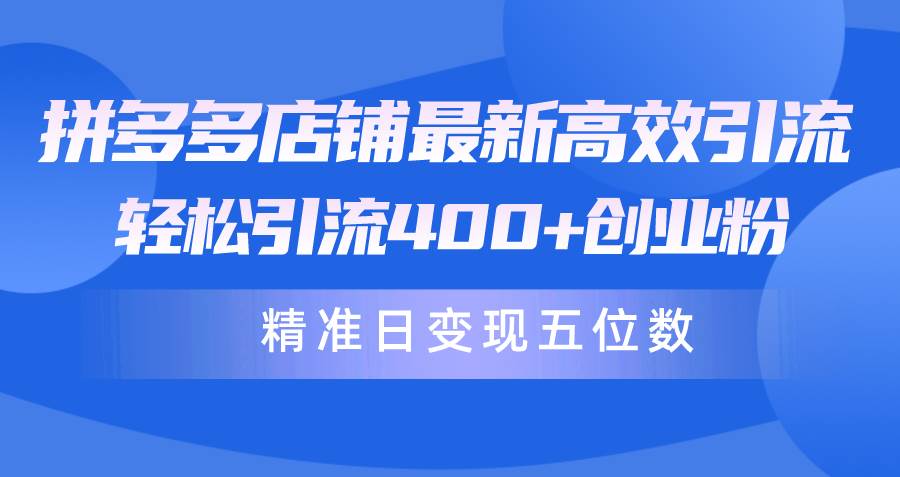 拼多多店铺最新高效引流术，轻松引流400+创业粉，精准日变现五位数！-春生副业网 