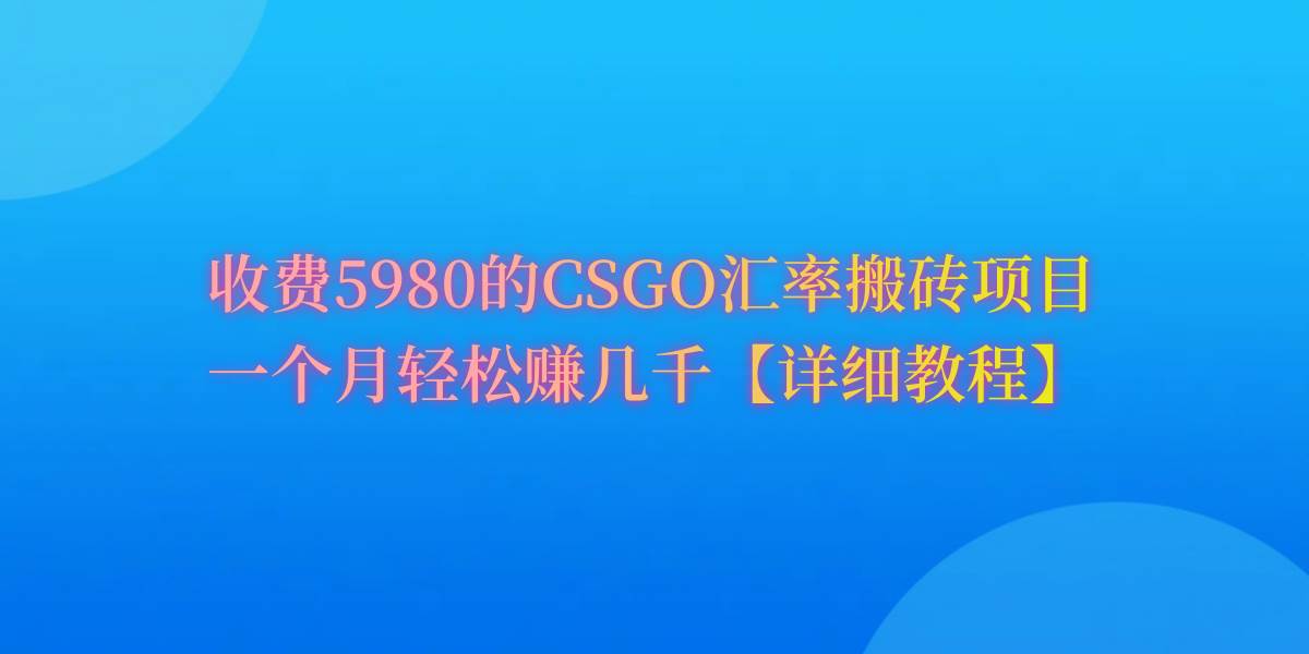 CSGO装备搬砖，月综合收益率高达60%，你也可以！-春生副业网 
