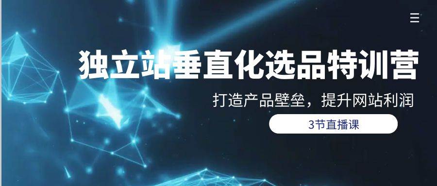 独立站-垂直化选品训练营，打造产品壁垒，提升网站利润（3节直播课）-春生副业网 