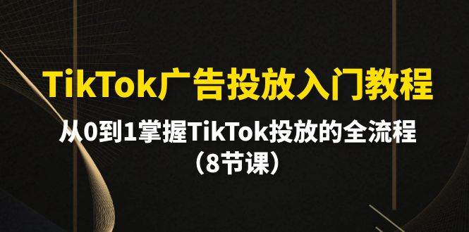 TikTok广告投放入门教程，从0到1掌握TikTok投放的全流程（8节课）-春生副业网 