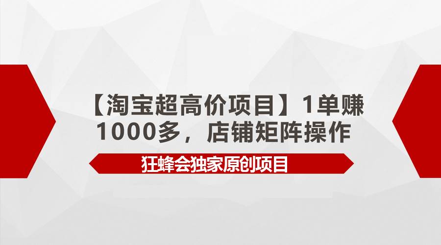 【淘宝超高价项目】1单赚1000多，店铺矩阵操作-春生副业网 