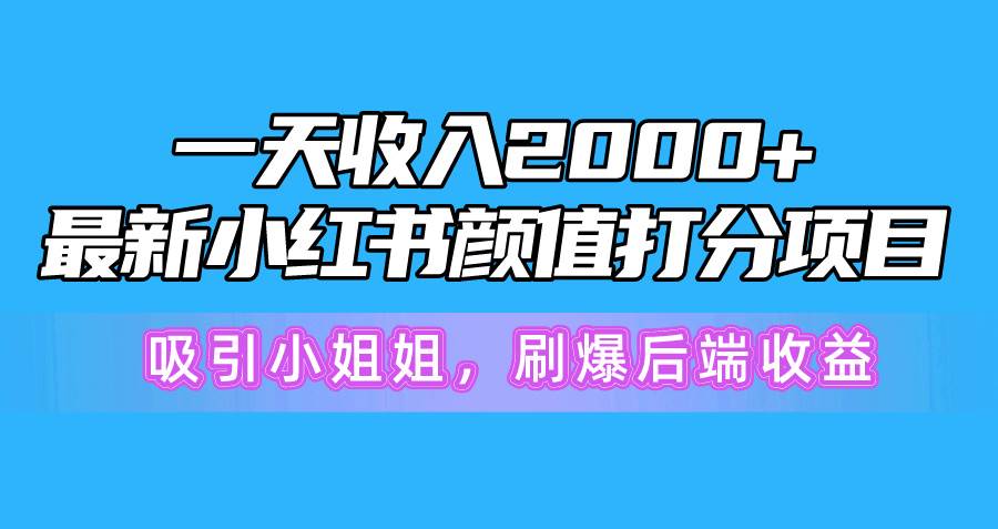 一天收入2000+，最新小红书颜值打分项目，吸引小姐姐，刷爆后端收益-春生副业网 