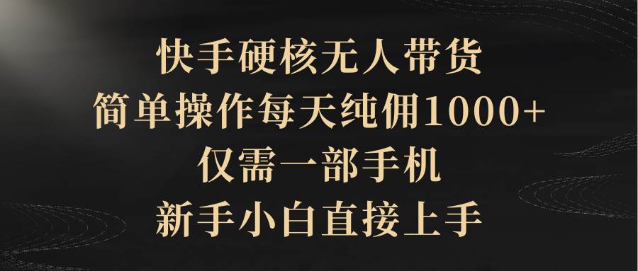 快手硬核无人带货，简单操作每天纯佣1000+,仅需一部手机，新手小白直接上手-春生副业网 