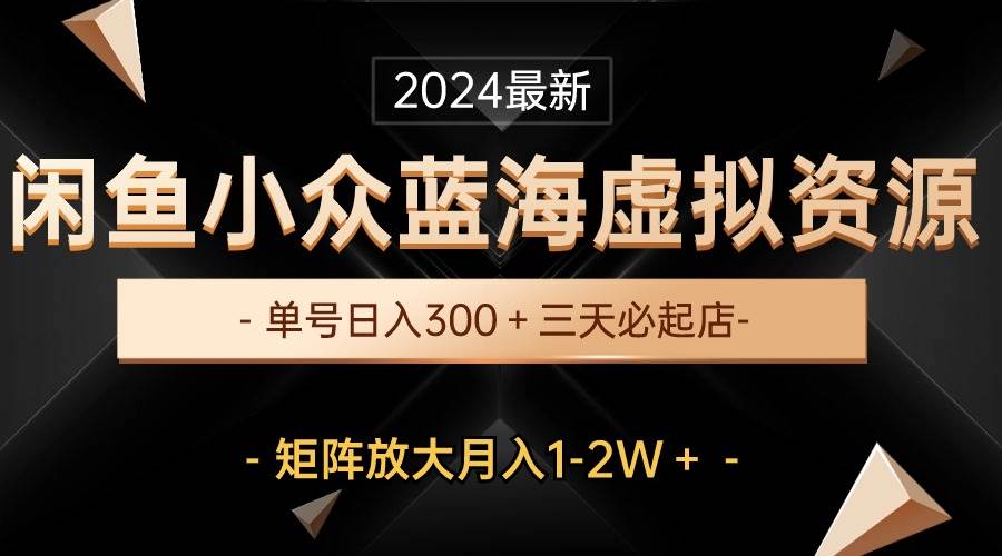 最新闲鱼小众蓝海虚拟资源，单号日入300＋，三天必起店，矩阵放大月入1-2W-春生副业网 