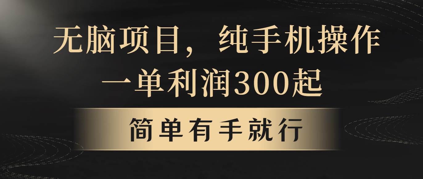 无脑项目，一单几百块，轻松月入5w+，看完就能直接操作-春生副业网 
