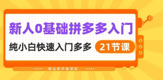 新人0基础拼多多入门，纯小白快速入门多多（21节课）-春生副业网 