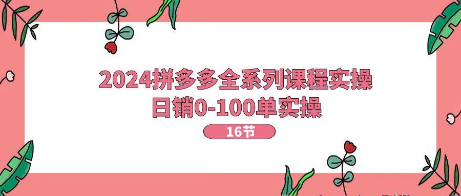 2024拼多多全系列课程实操，日销0-100单实操【16节课】-春生副业网 
