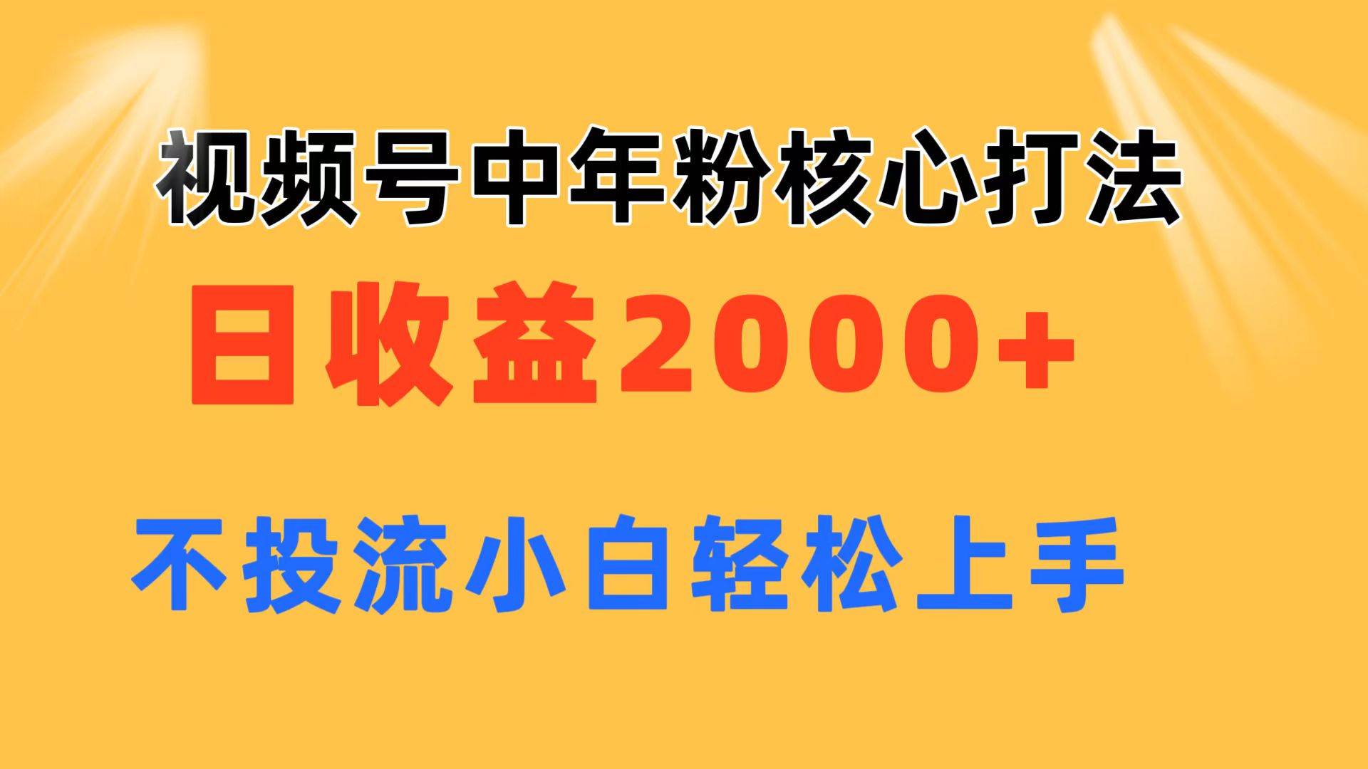 视频号中年粉核心玩法 日收益2000+ 不投流小白轻松上手-春生副业网 